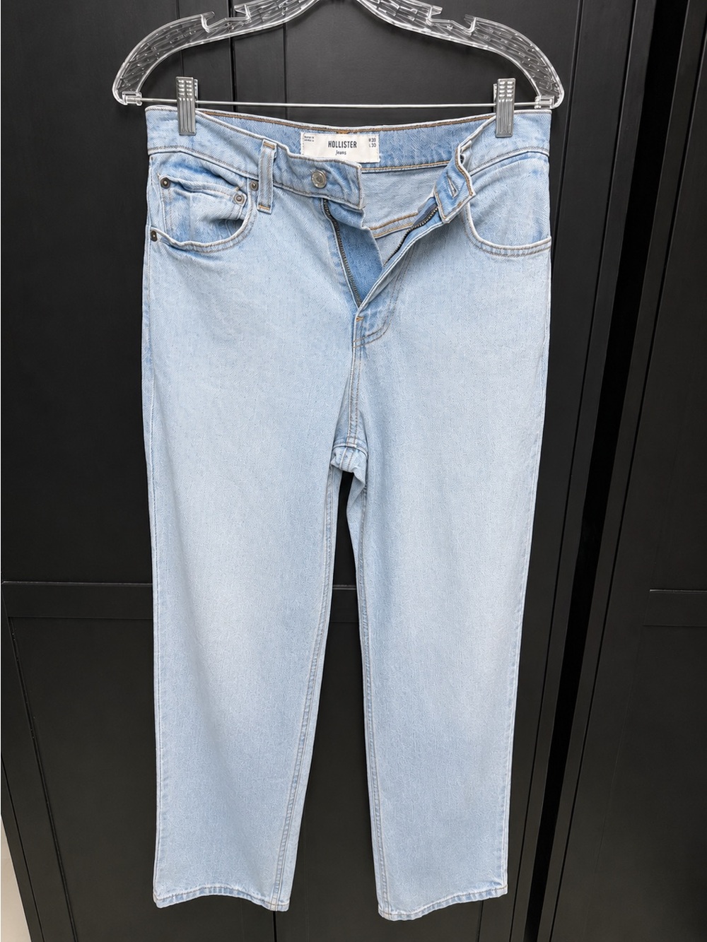 Hollister Pale Blue High-Rise Straight Jeans
